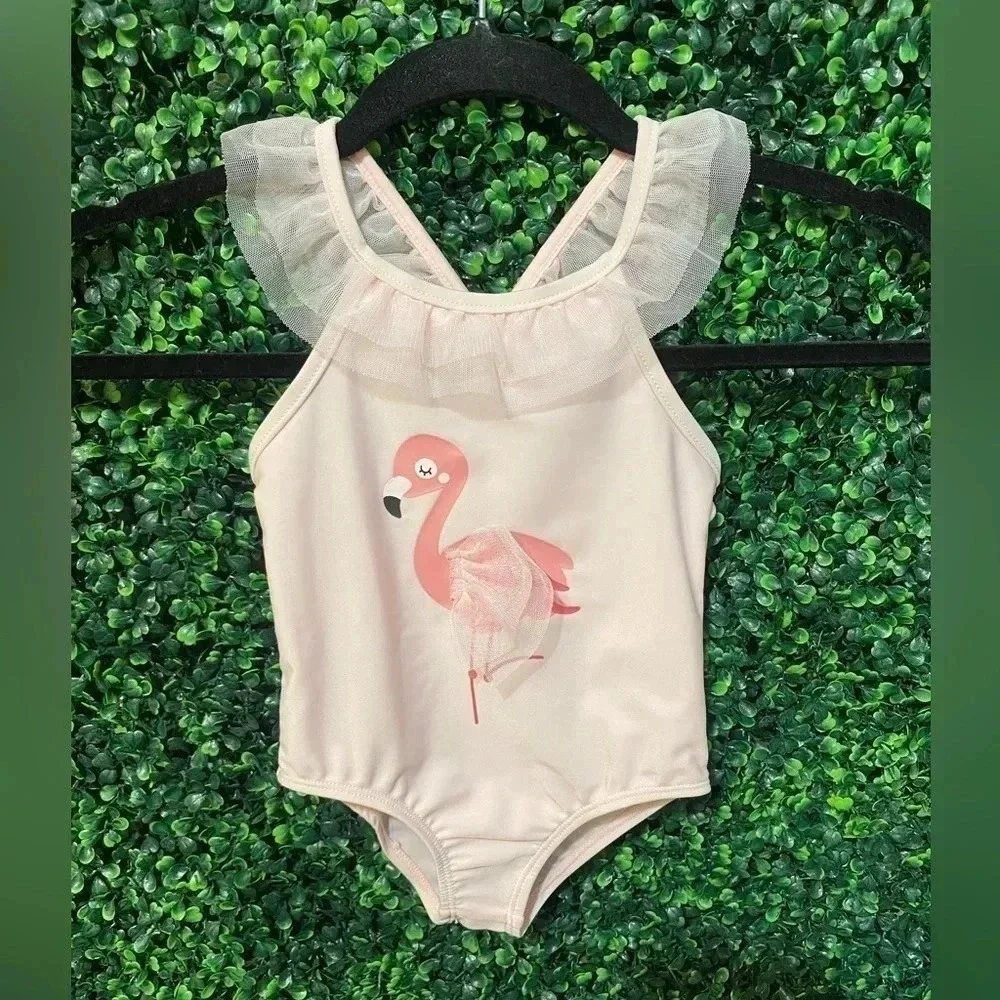 First Impressions Toddler Girls Flamingo 1-Pc. Swimsuit - Size 2T